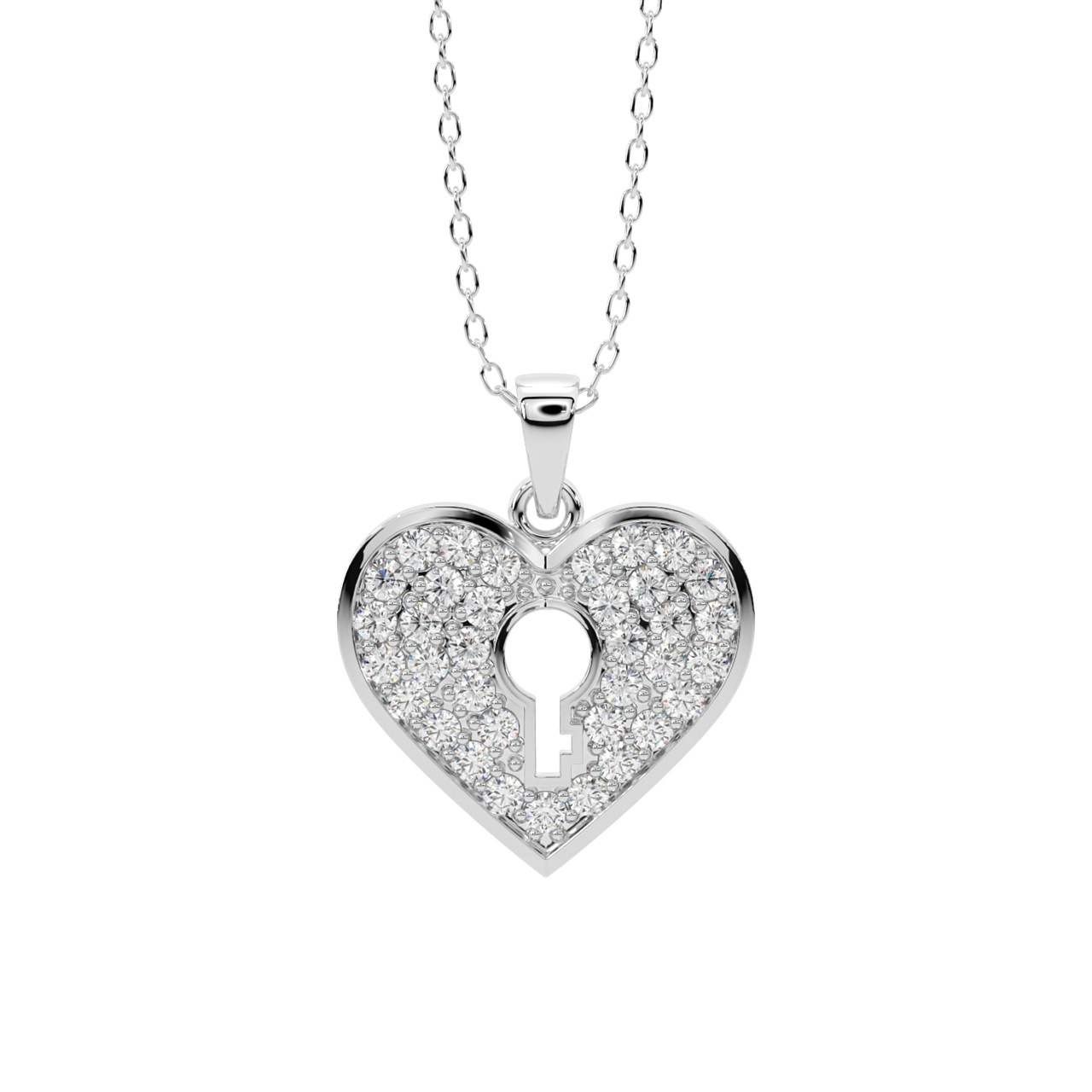 Lock Heart Diamond Pendant